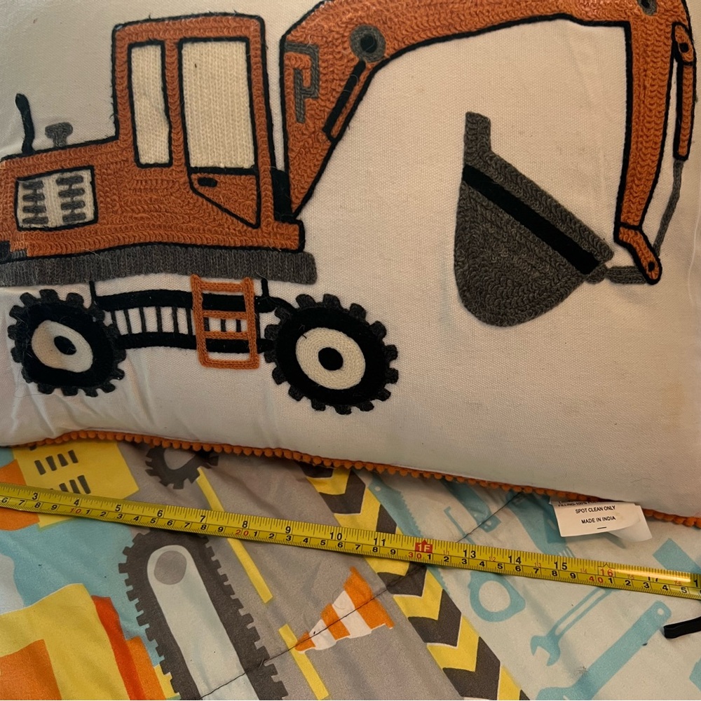 Kids Construction Truck Pillow 18”